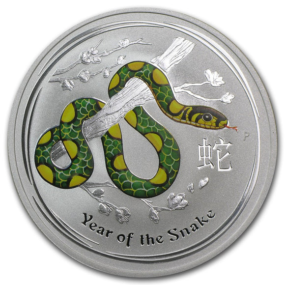 1/2 oz - 2013 - Year of the Snake - Coloured - Fine Silver