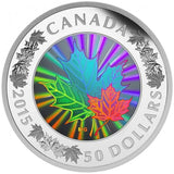 2015 - Canada - $50 - Lustrous Maple Leaves <br> (capsule scratched)