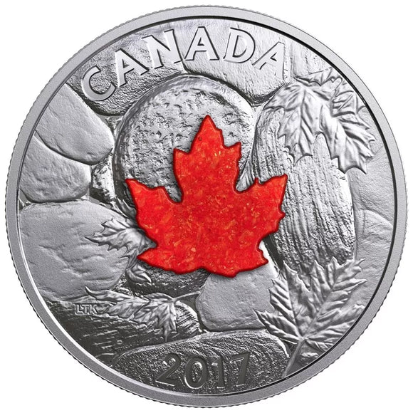 2017 - Canada - $20 - Majestic Maple Leaves, With Drusy Stone <br> (Toned)