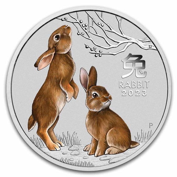 2 oz - 2023 - Lunar Year of the Rabbit - Coloured - Fine Silver