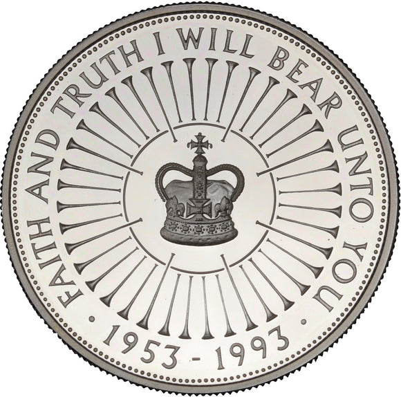 1993 (1953-) - United Kingdom - 5 Pounds - Coronation 40th Anniv. Silver Proof Crown