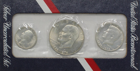 1976 (1776-) - USA - $1 - S - Bicentennial Silver Uncirculated Set (3 Coins)