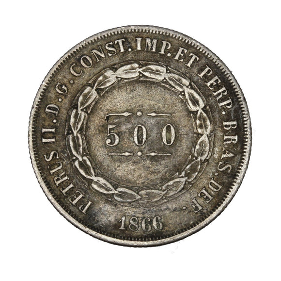 1866 - Brazil - 500 Reis - VF20