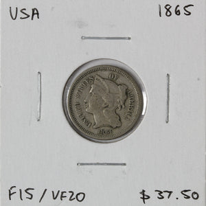 1865 - USA - 3c - F15/VF20