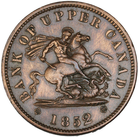 1852 - Bank of Upper Canada - 1 Penny - Wide 2 - PC-6B3 - EF40