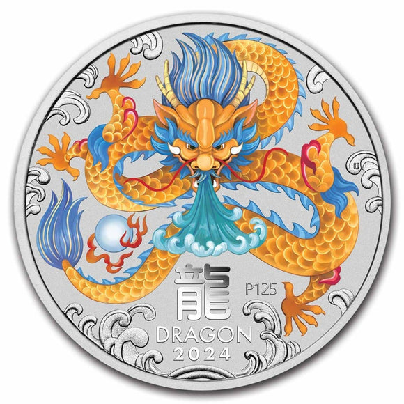 1/2 oz - 2024 - Year of the Dragon - Coloured - Fine Silver