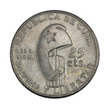 1953 - Cuba - 25 Centavos - AU50