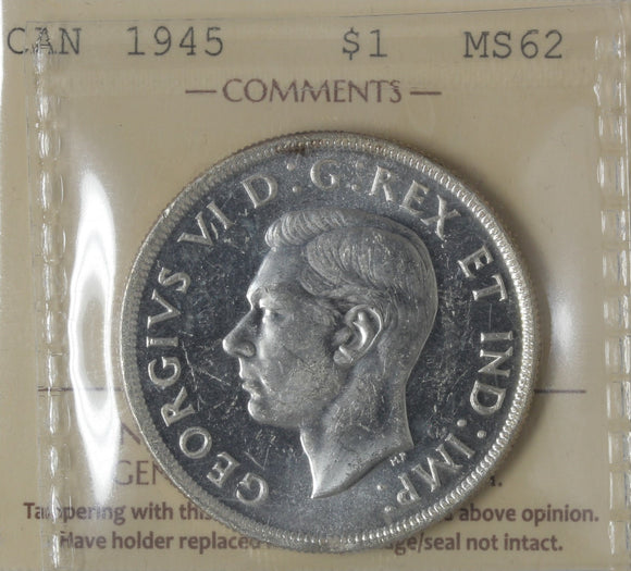 1945 - Canada - $1 - 5/5 - MS62 ICCS