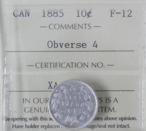 1885 - Canada - 10c - Obv 4 - F12 ICCS