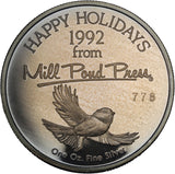 1992 - 1 oz - Round - Mill Pond Press - Birds - Fine Silver