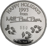 1993 - 1 oz - Round - Mill Pond Press - Wolf - Fine Silver
