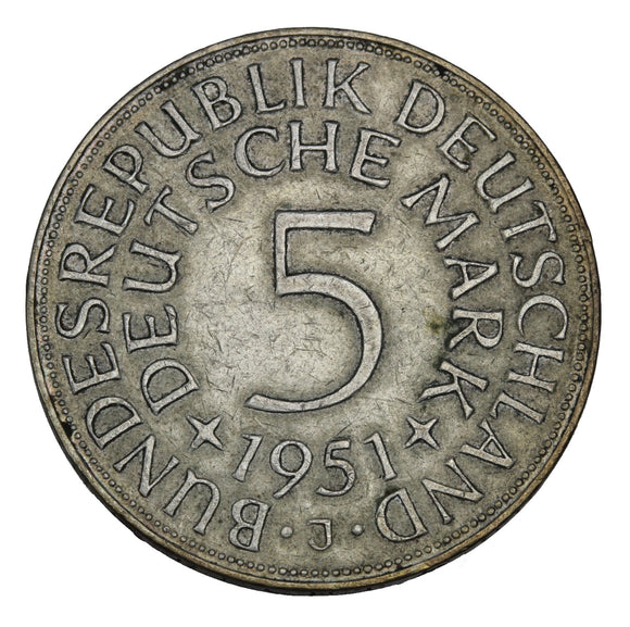 1951 J - Germany - 5 Mark - EF40