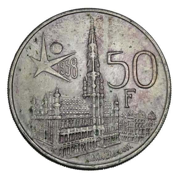 1958 - Belgium - 50 Francs - MS63 BU