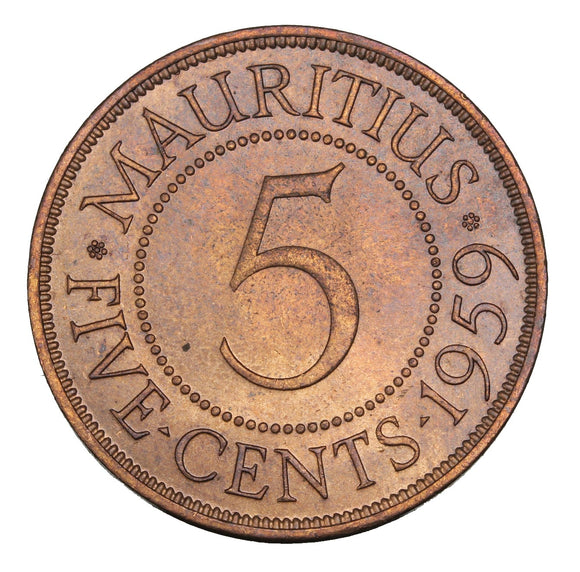 1959 - Mauritius - 5 Cents - MS63 BU