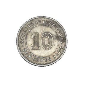 1882 H - Straits Settlements - 10 Cents - VF20