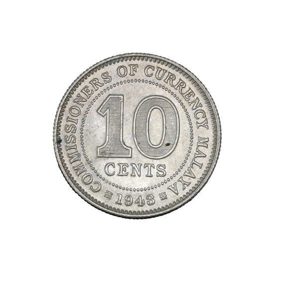 1943 - Malaya - 10 Cents - UNC