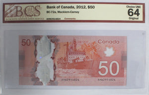 2012 - Canada - 50 Dollars - Macklem / Carney - UNC64 BCS - AHW2914824