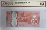 2012 - Canada - 50 Dollars - Macklem / Carney - UNC64 BCS - AHW2914824