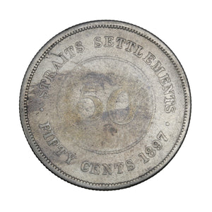 1897 - Straits Settlements - 50 Cents - VG8