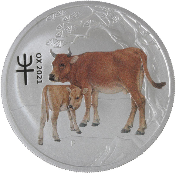 1 oz - 2021 - Year of the Ox - Coloured - Fine Silver