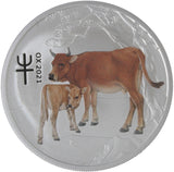 1 oz - 2021 - Year of the Ox - Coloured - Fine Silver