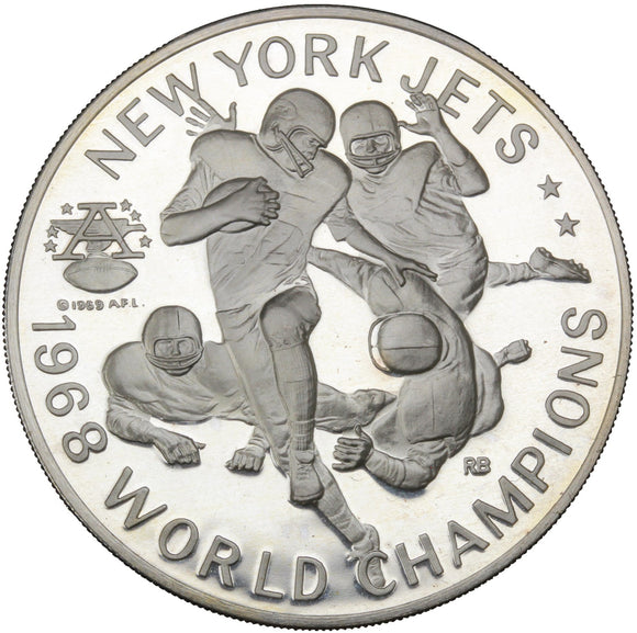 1 oz - 1969 - New York Jets 1968 World Champions - Fine Silver