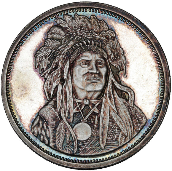 1 oz - Oregon Trail - Prospector - Indian Chief - Fine Silver Round