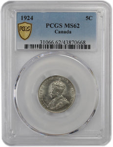 1924 - Canada - 5c - PCGS MS62