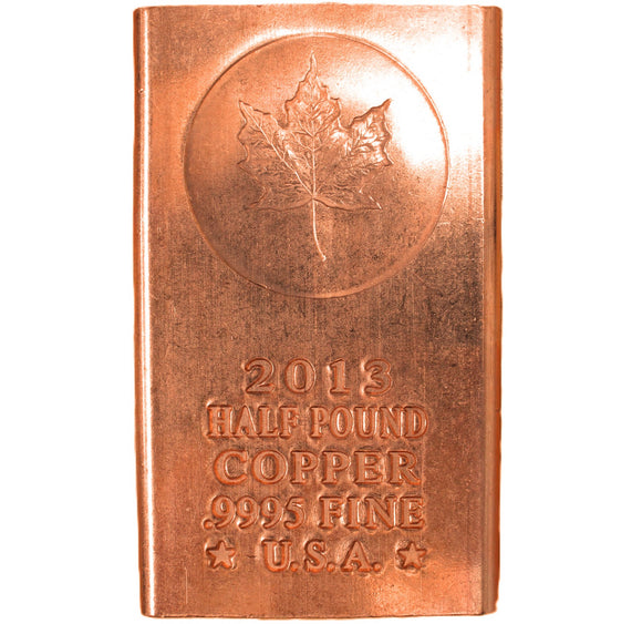 2013 - 1/2 lb - Copper Bar - USA - Leaf