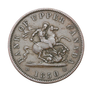 1850 - Bank of Upper Canada - 1 Penny - VF20