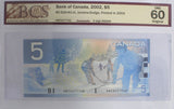 2002 - Canada - 5 Dollars - Jenkins / Dodge - 3 Digit Radar - UNC 60 BCS - HNT2477742