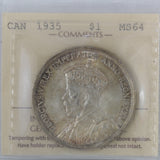 1935 - Canada - $1 - MS64 ICCS - XQU 936