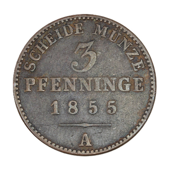 1855 A - Germany (Prussia) - 3 Pfenninge - VF