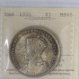 1935 - Canada - $1 - MS65 ICCS - XQU 938