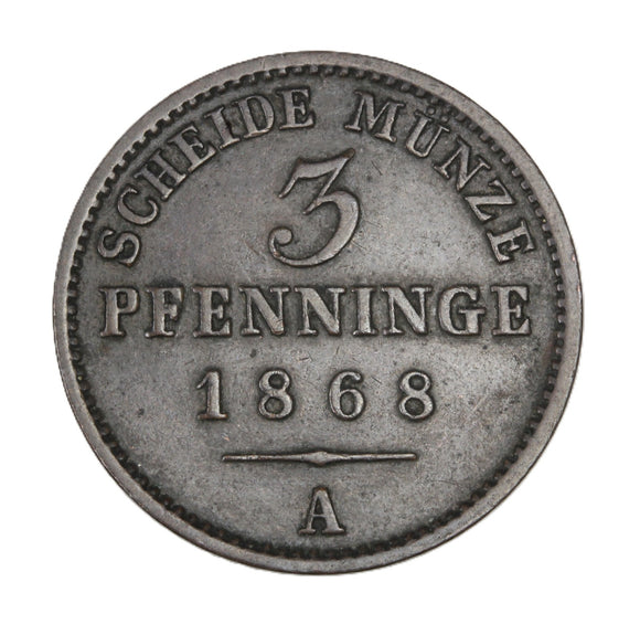 1868 A - Germany (Prussia) - 3 Pfenninge - EF40