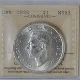 1938 - Canada - $1 - MS63 ICCS - XQU 950