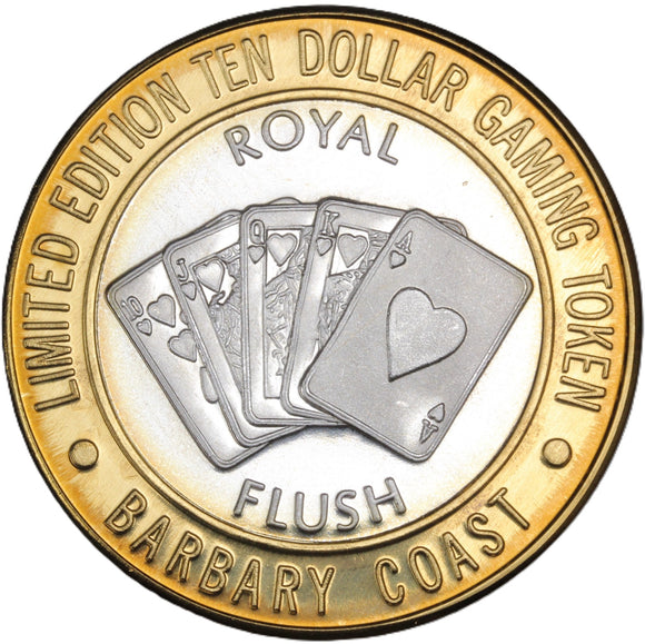 Casino Gaming Token - 10 Dollars - Barbary Coast - Royal Flush