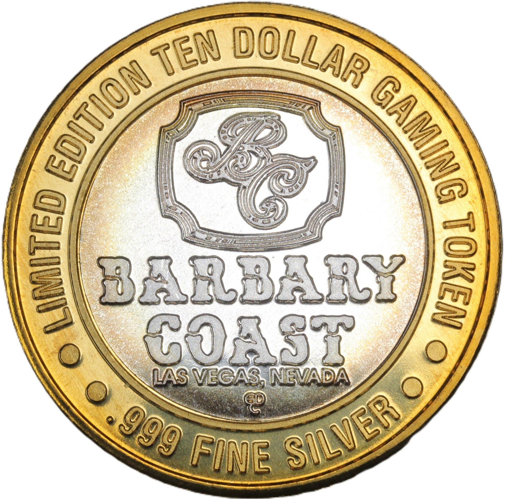 Casino Gaming Token - 10 Dollars - Barbary Coast - Royal Flush