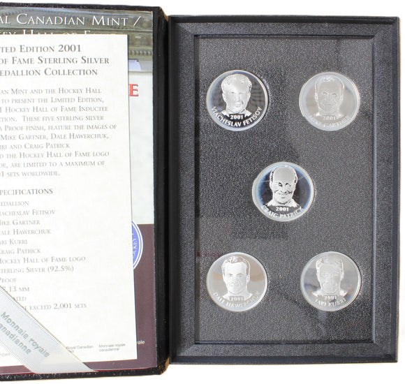 2001 - Canada - Inductee Medallion Collection - 5 Coin Set <br> (Slightly milky coins)