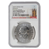 2024 - Great Britain - 2 Pounds - Britannia First Day of Issue - MS69 NGC