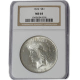1922 - USA - $1 - Peace Dollar - MS64 NGC