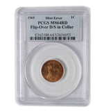 1969 - Canada - 1c - Flip-Over D/S in Collar - error - MS64 RD PCGS