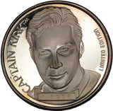 1991 - 1 oz - 25th Anniversary - Captain Kirk - Fine Silver <br> (slightly toned)