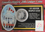 1999 - Canada - $5 - Maple Leaf - Canada's Historic 20th Century Coins - Fine Silver