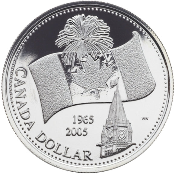 2005 - Canada - $1 - 40th Anniv. of the Canadian Flag, BU <br> (no sleeve, box)