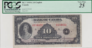 1935 - Bank of Canada - 10 Dollars - Osborne / Towers - VF25 PCGS - A134422