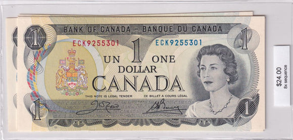 1973 - Canada - 1 Dollar - Crow / Bouey - 8 x Sequence - ECK9255301-08