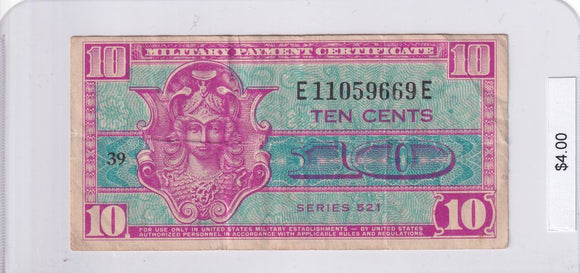1954 - USA - 10c - Military Payment Certificate - E 11059669 E