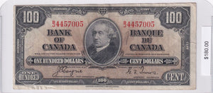 1937 - Canada - 100 Dollars - Coyne / Towers - B/J 4457005