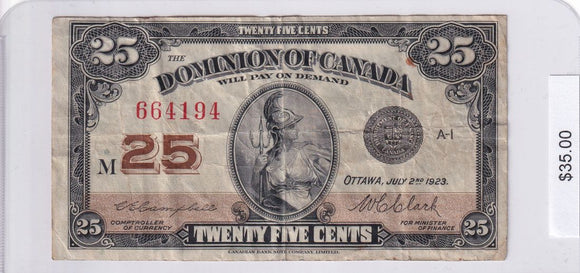 1923 - Canada - 25 Cents - Campbell / Clark - 664194